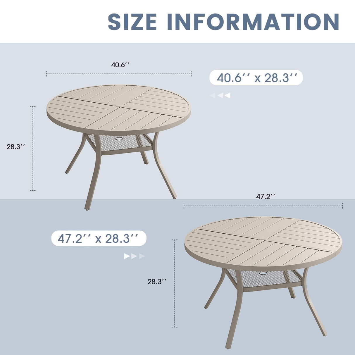 VICLLAX 5/7 PCS Patio Dining Table Set, Round Metal Table with Shelf and Stackable Sling Chair