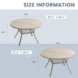VICLLAX 5/7 PCS Patio Dining Table Set, Round Metal Table with Shelf and Stackable Sling Chair