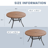 VICLLAX 5/7 PCS Patio Dining Table Set, Round Metal Table with Shelf and Stackable Sling Chair