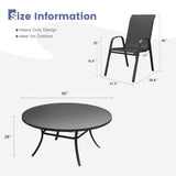 Vicllax 11 PCS Patio Dining Table Set, 60" Round Metal Table and Horizon Stackable Chair