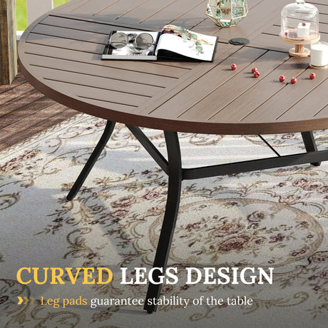 Vicllax Mesa redonda para patio de 42" con estante de almacenamiento y orificio para sombrilla ajustable 