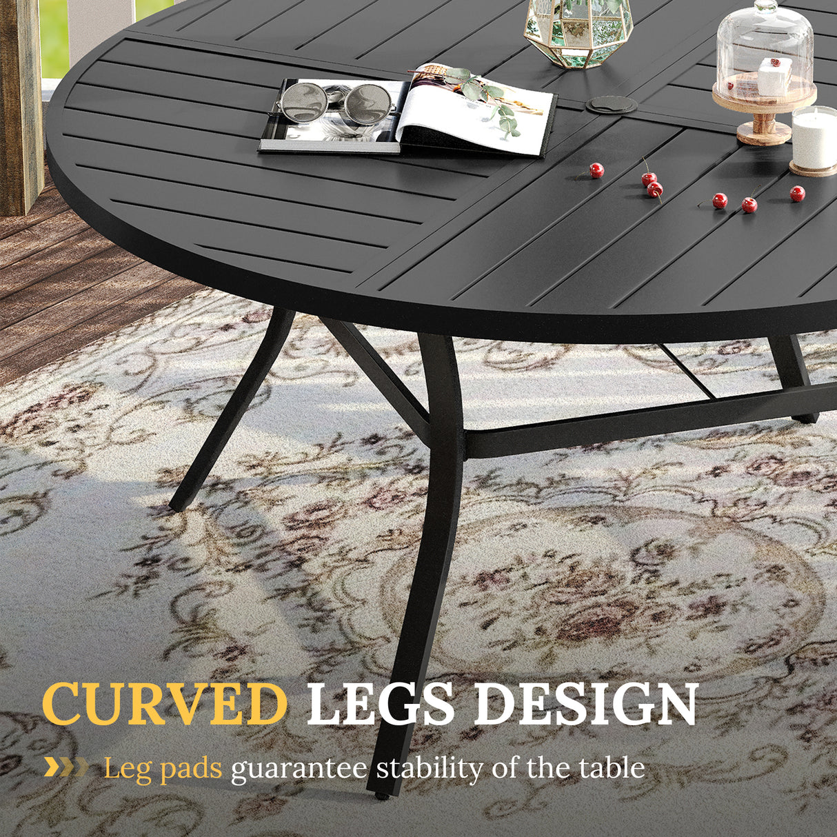 Vicllax Round Patio Dining Table for 4/6/8, Outdoor Large Metal Table