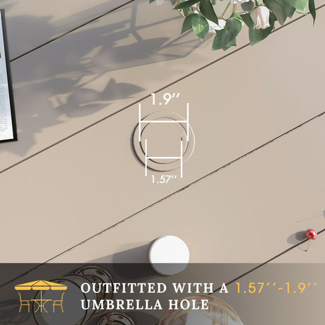 Vicllax Juego de comedor para patio al aire libre de 7 piezas con sillas apilables de textileno y mesa de comedor curvada