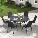 Vicllax 7-Piece Outdoor Dining Set, 50” Round Metal Table and Horizon Stackable Chair