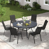 Vicllax 7-Piece Outdoor Dining Set, 50” Round Metal Table and Horizon Stackable Chair