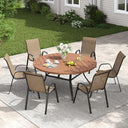 Vicllax 7 PCS Patio Dining Table Set, 50" Round Metal Table and Horizon Stackable Chair