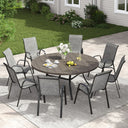 Vicllax 9 PCS Patio Dining Table Set, 53" Round Metal Table and Horizon Stackable Chair