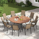 Vicllax 11 PCS Patio Dining Table Set, 60" Round Metal Table and Horizon Stackable Chair