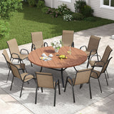 Vicllax 11 PCS Patio Dining Table Set, 60" Round Metal Table and Horizon Stackable Chair