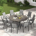 Vicllax 11 PCS Patio Dining Table Set, 60" Round Metal Table and Horizon Stackable Chair