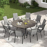 Vicllax 11 PCS Patio Dining Table Set, 60" Round Metal Table and Horizon Stackable Chair
