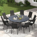 Vicllax 11 PCS Patio Dining Table Set, 63" Round Metal Table and Horizon Stackable Chair