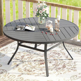 Vicllax Round Patio Dining Table for 4/6/8, Outdoor Large Metal Table