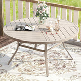 Vicllax Round Patio Dining Table for 4/6/8, Outdoor Large Metal Table