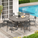 Vicllax 7 Pieces Outdoor Dining Set with 50" Round Metal Table and Armrest Chairs