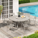 Vicllax 7 Pieces Outdoor Dining Set with 50" Round Metal Table and Armrest Chairs