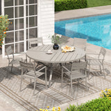 Vicllax 7 Pieces Outdoor Dining Set with 50" Round Metal Table and Armrest Chairs