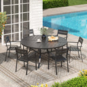 Vicllax 7 Pieces Outdoor Dining Set with 50" Round Metal Table and Armrest Chairs