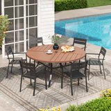 Vicllax 7 Pieces Outdoor Dining Set with 50" Round Metal Table and Armrest Chairs