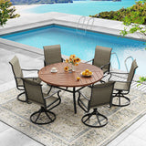 Vicllax Round Patio Dining Table for 4/6/8, Outdoor Large Metal Table