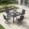 Vicllax 5pcs Outdoor Dining Set,  Square Metal Table and 4 Textilene Swivel  Chairs
