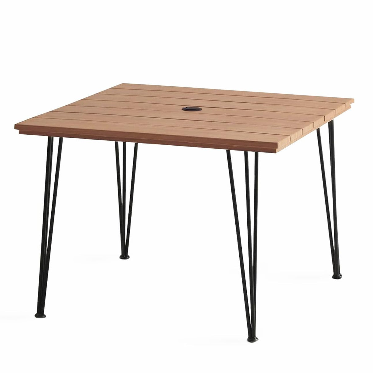 Vicllax Outdoor Metal Wooden-like Desktop Dining Table