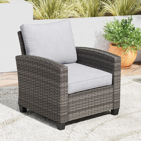 Vicllax Versatile Wicker Patio Sofa, Love Seat Glider, Chairs and Ottomans