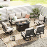 Vicllax 6-Piece Outdoor Patio Conversation Sofa Set with Cushioned Sofa Chairs and Metal Rectangular Fire Pit