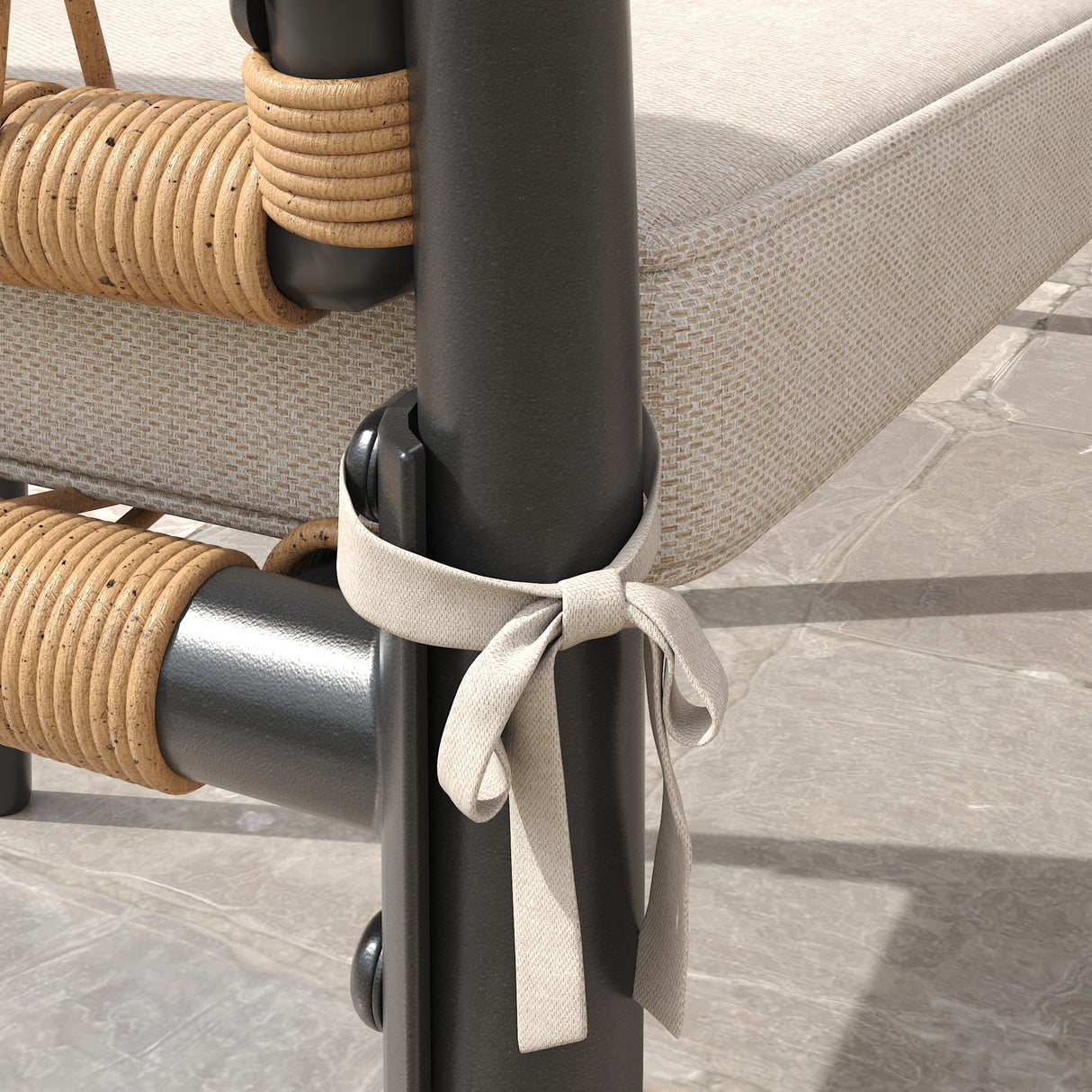 Vicllax Solana Modern Hand-Woven Rope Outdoor Dining Chair with Cushion, Set of 2