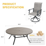 Vicllax 9 Pieces Outdoor Dining Set, 59.8" Metal Round Dining Table and Premium Swivel Chairs