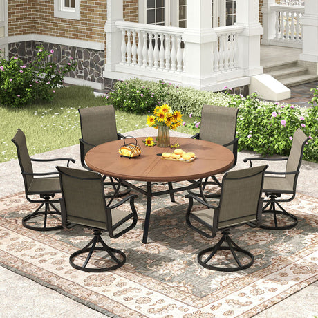 Vicllax Outdoor Round Dining Table, Patio Aluminum Tabletop with Storage Shelf