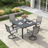 Vicllax 5pcs Outdoor Dining Set,  Square Metal Table and 4 Textilene Swivel  Chairs