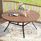 Vicllax Round Patio Dining Table for 4/6/8, Outdoor Large Metal Table