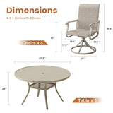 Vicllax 7 pcs Outdoor Dining Set, Metal Round Dining Table and Premium Swivel Chairs
