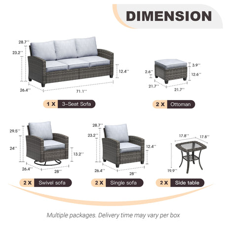 Vicllax Garden Conversation Set with Cushioned Sofa Chairs, Ottomans and Coffee Table