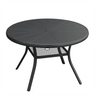 Vicllax Outdoor Round Dining Table, Patio Aluminum Tabletop with Storage Shelf