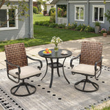 Vicllax 3-Piece Patio Bistro Set, Sierra/Sienna Swivel Chair and 27.6" Metal Round Table