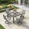 Vicllax 5pcs Outdoor Dining Set,  Square Metal Table and 4 Textilene Swivel  Chairs