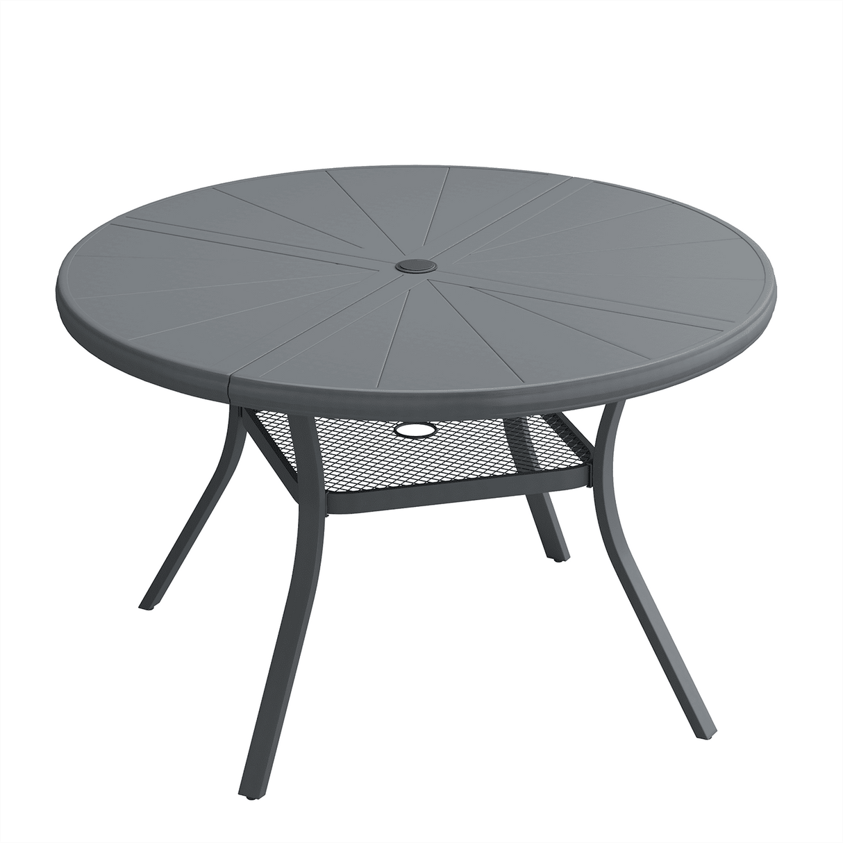 Vicllax Outdoor Round Dining Table, Patio Aluminum Tabletop with Storage Shelf