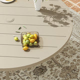 Vicllax 50” / 60" Outdoor Round Metal Dining Table with Umbrella Hole for 6,8