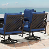Vicllax 4-Piece Outdoor Patio Conversation Sofa Set, With Metal Rectangular Fire Pit Table (Blue)