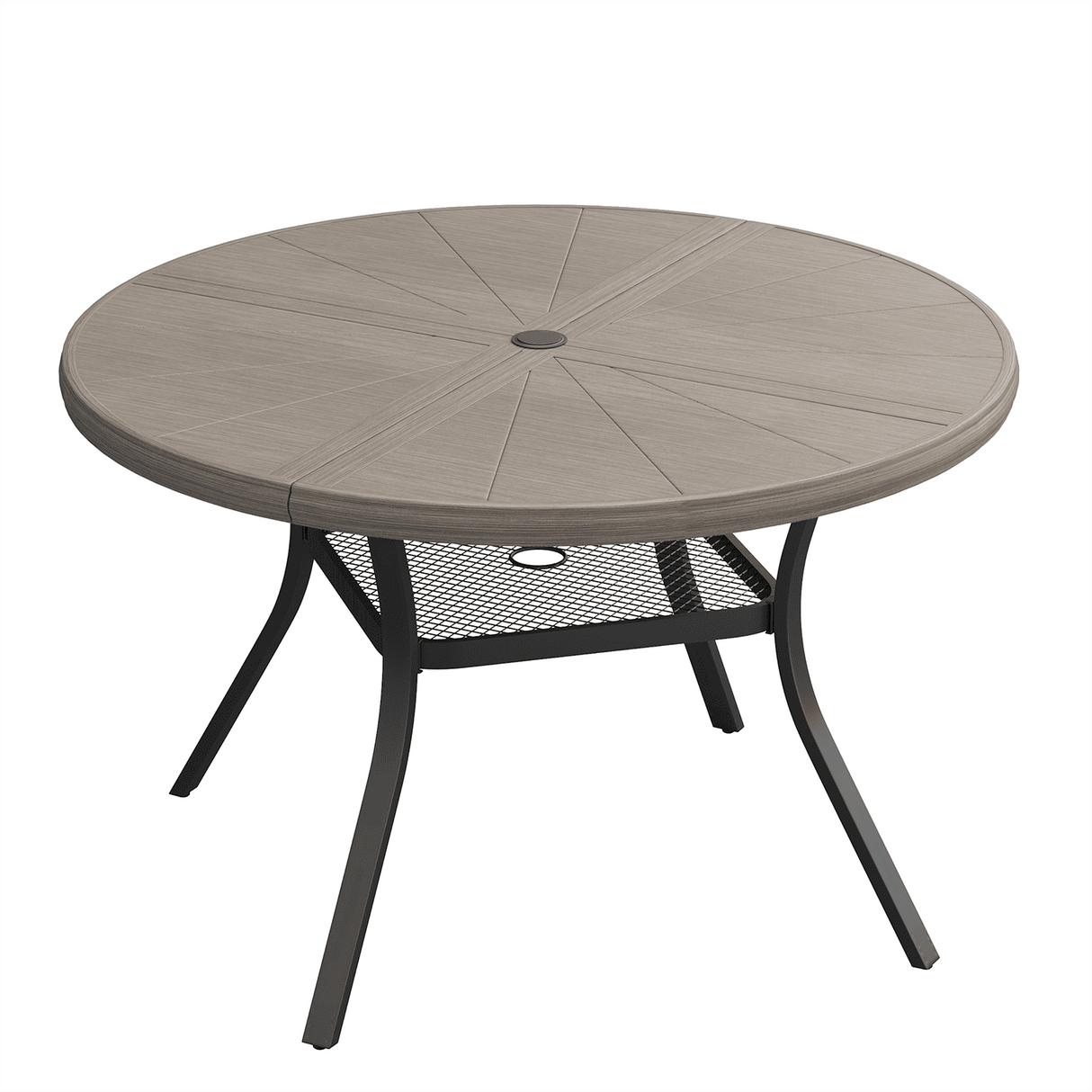 Vicllax Outdoor Round Dining Table, Patio Aluminum Tabletop with Storage Shelf