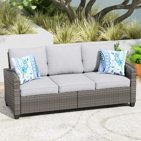 Vicllax Versatile Wicker Patio Sofa, Love Seat Glider, Chairs and Ottomans