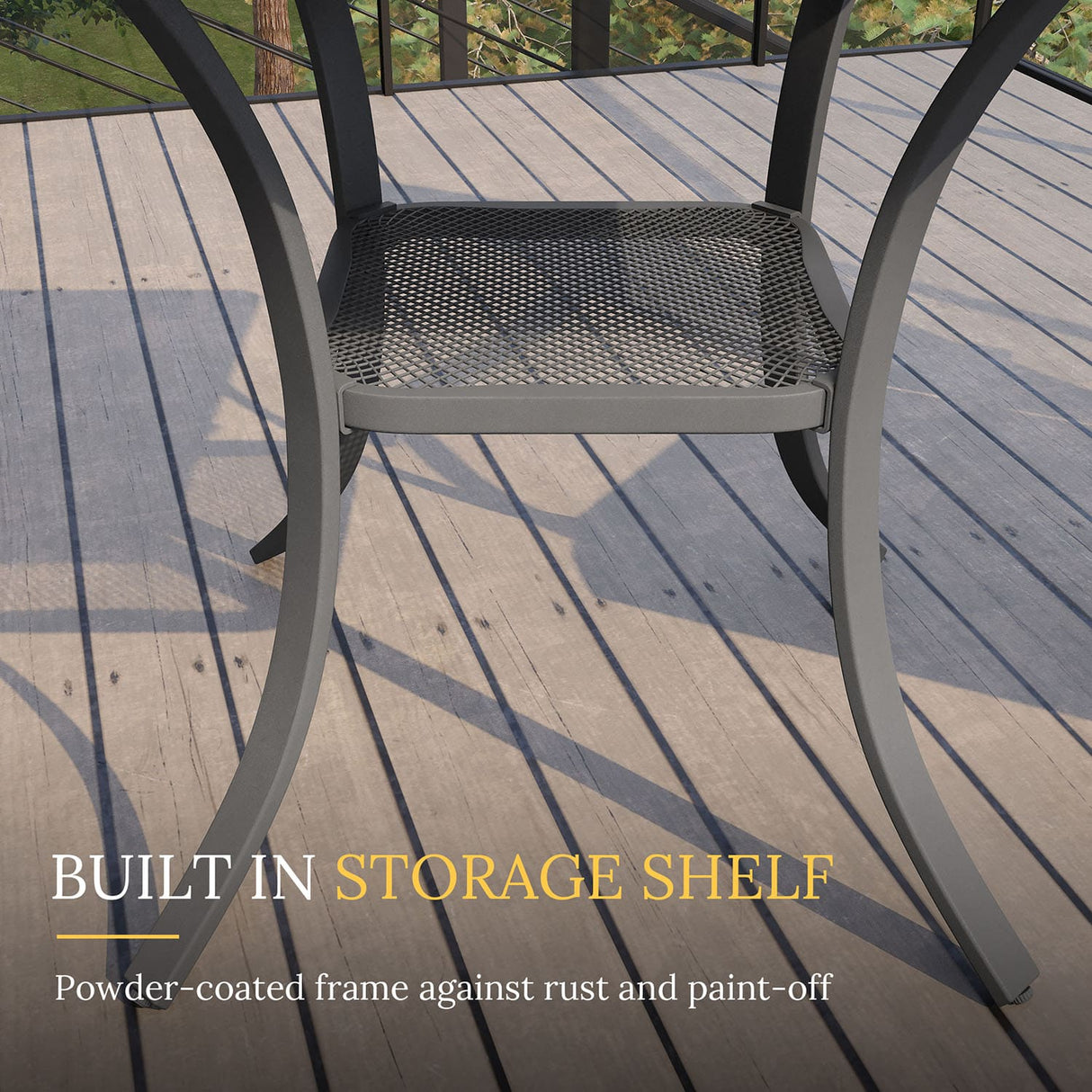 Vicllax 3-Piece Patio Bistro Set, Outdoor Stackable Sling Chairs and Black Metal Square Table