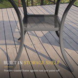 Vicllax 3-Piece Patio Bistro Set, Outdoor Stackable Sling Chairs and Black Metal Square Table