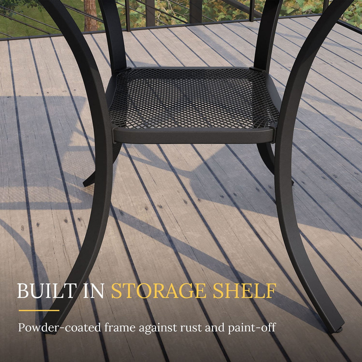 Vicllax 3-Piece Patio Bistro Set, Outdoor Swivel Chairs and Metal Square Table