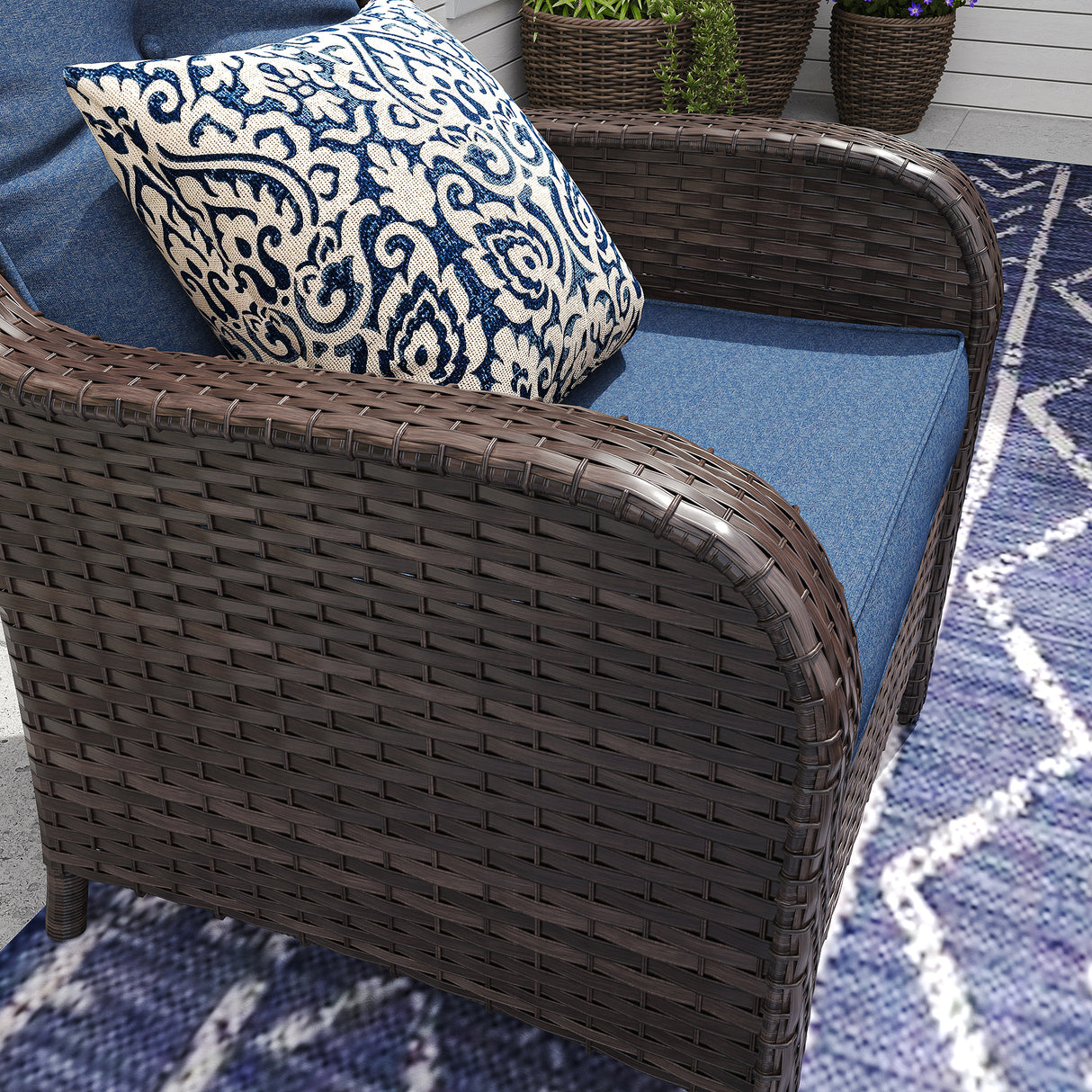 Vicllax Patio Wicker Oasis Lounge Sofa, Single Chair Set of 2