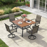 Vicllax 5 Pcs Outdoor Dining Set, Square Metal Table with Storage Shelf and 4 Swivel Chairs