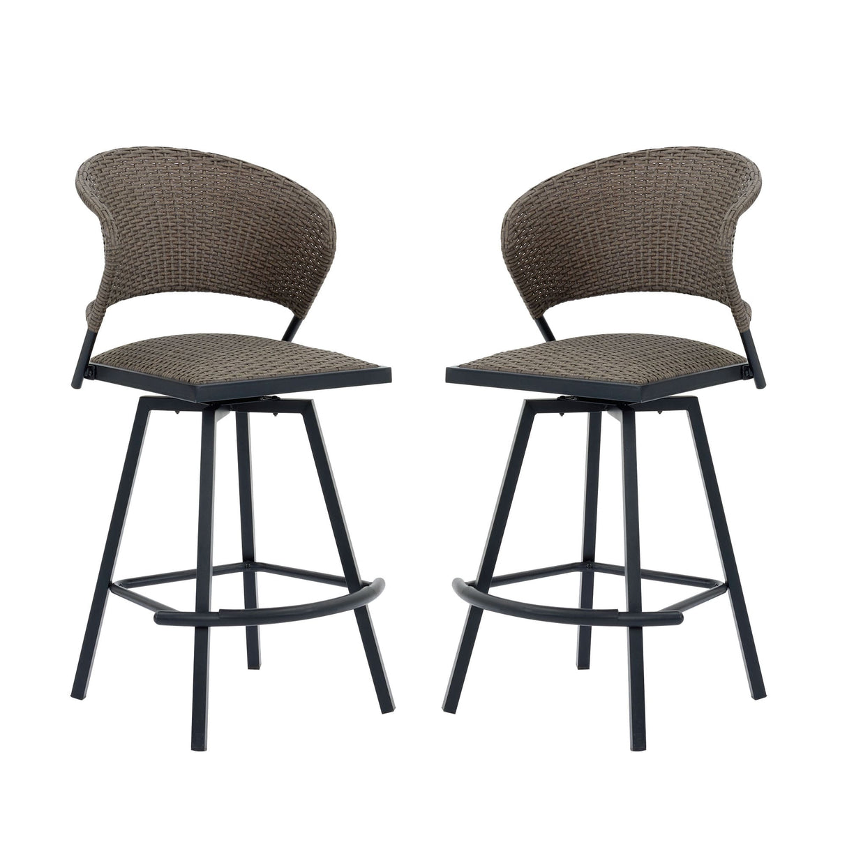 Vicllax Outdoor Swivel Wicker Padded Bar Chairs - 360-Degree