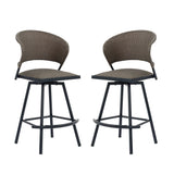 Vicllax Outdoor Swivel Wicker Padded Bar Chairs - 360-Degree